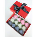 12pcs Pink, White & Purple Chocolate Strawberries Gift Box